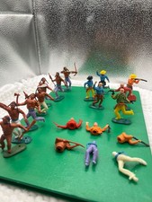 Lot Of Vintage Wild West Cowboys  Indians Toys Timpo Style Swoppet Figures