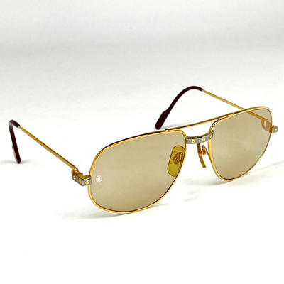 Cartier ゴールド アビエーターサングラス CARTIER EYEWEAR Santos de Cartier Aviator-Style Gold-Tone