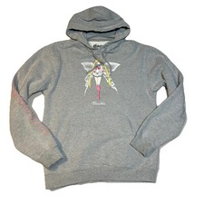 Sailor Moon Womens Large Hoodie Gray Anime Fleece Pullover Primitive