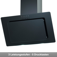 Dunstabzugshaube 60Cm Schwarz Glas Kopffreihaube Wandhaube Umluft Abluft Led