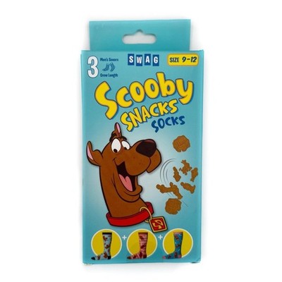 Scooby-Doo Scooby Snacks Crew Socks 3 Pairs Mens Dog Bones Pizza Donuts NWT