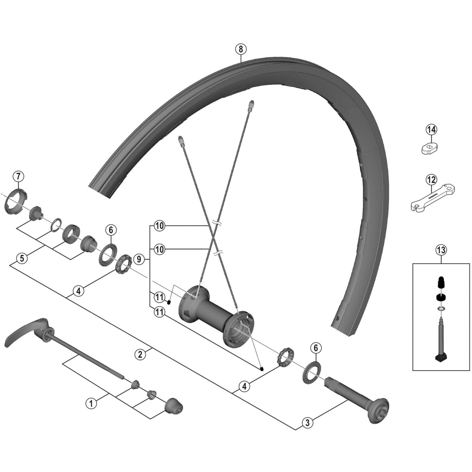 Shimano Spares WH-RS81 complete quick release, 133 mm