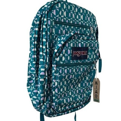 JanSport Girl\'s Big Student Backpack SZ XL Aqua Green Lavender Design NEW Jansport Big Student Backpack Girls Aqua Green Lavender  main image 2