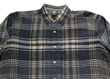 ALFRED DUNHILL Men's Large L Linen Plaid Long-Sleeve Dress Shirt MADE IN USA