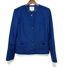 Vintage Collections For Le Suit Jacket Blazer Royal Blue 3 Button Pockets 90s 6