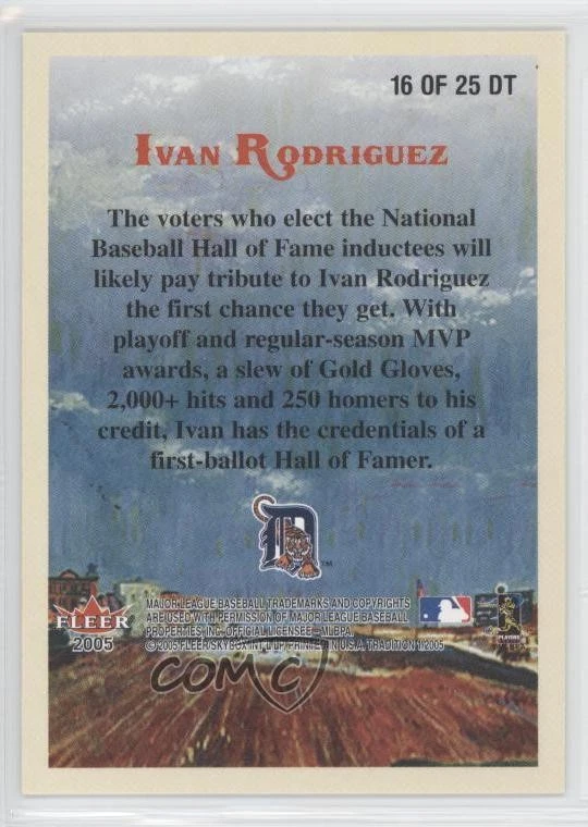 2005 Fleer Tradition Diamond Tributes Ivan Rodriguez #16DT HOF - Image 2 of 2