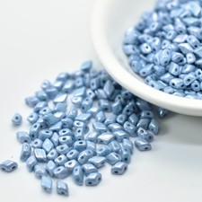 50 Beads - GemDuo Mini 4x6mm Two Hole - Chalk Blue Luster - Czech Glass