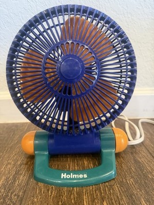 Vintage Holmes HANF-95 Table/Desk Fan Adjustable Tilt Blue Green Orange