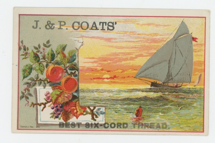 Mr Fancy Cancel J & P Coats' Best Six Cord Thread Vint Ad Card #2069