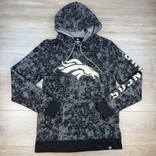 Denver Broncos NFL Fanatics Camo Fleece Hoodie Spellout Sleeve Mens Medium Black