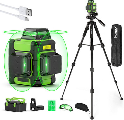 Laser Level 360° with Tall Tripod, Self Leveling Rechargeable Lazer Leve