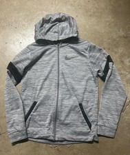 Nike Dri Fit Youth XL Gray And Black Zip Up Pocket Hoodie Sweatshirt