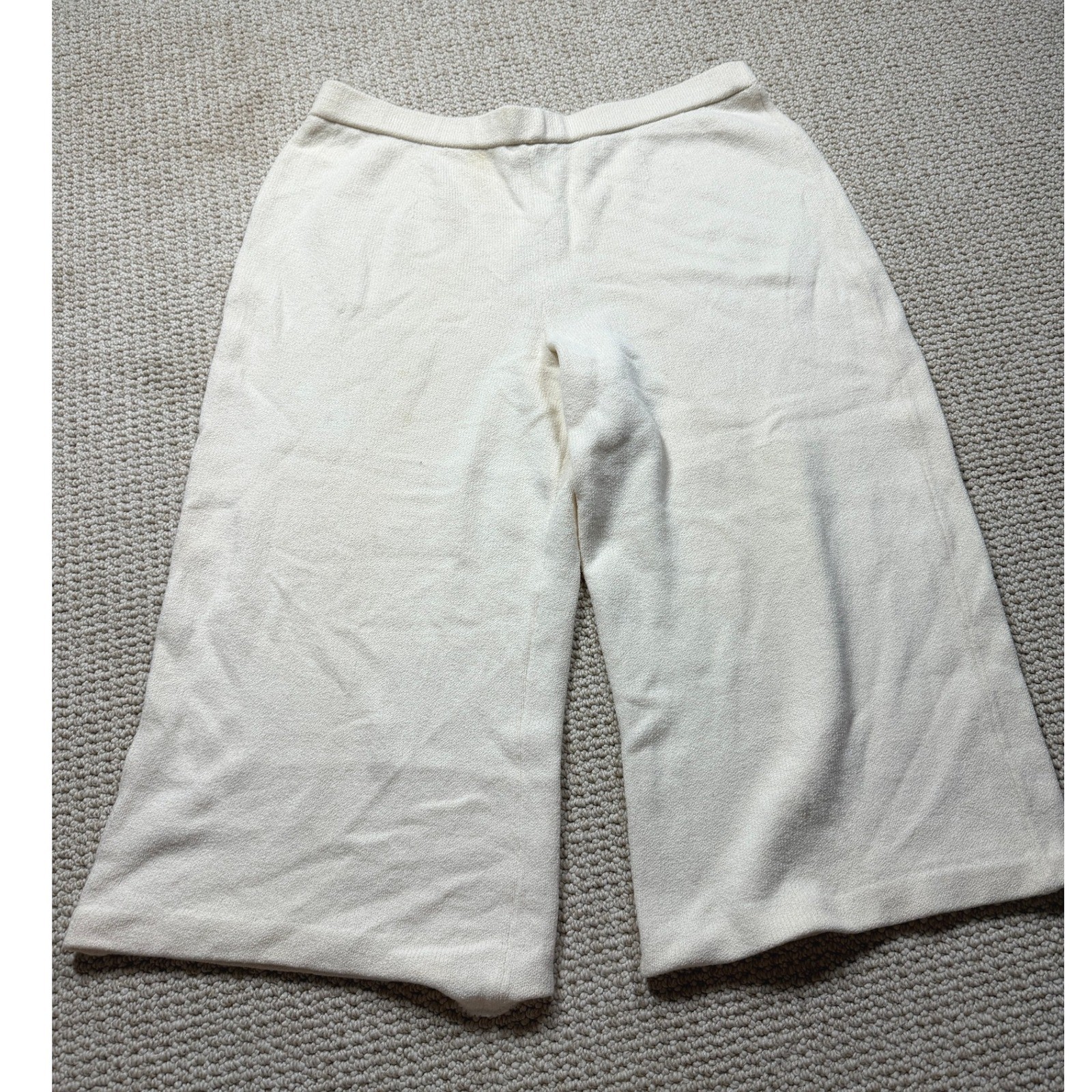 St John Collection Capri Shorts Womens Size 16 White Cropped Elastic Waist