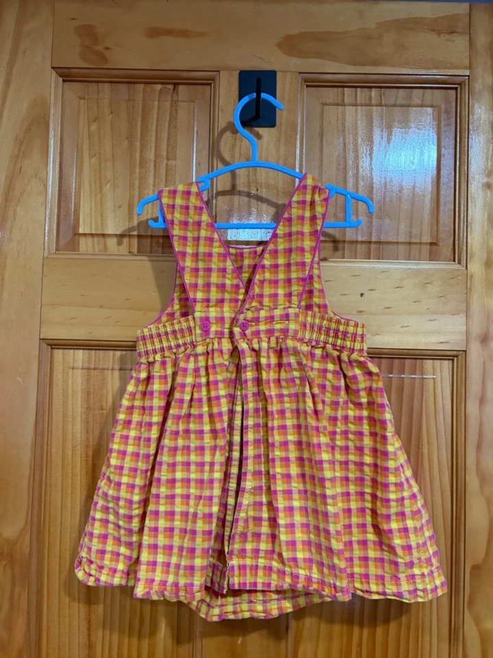 Vintage Disney Store 101 Dalmatians Dress 18 Months Yellow Pink Gingham Puppy Em - Image 4 of 4