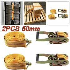2Pcs 50mm 6 Meter Ratchet Straps Tie Down 2 Tons Claw Lorry Lashing Handy Straps