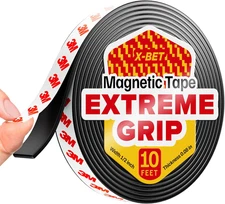 Super Sticky Magnetic Tape (10 Feet X 1/2 Inch) - Stong Magnet Strip with Adhesi