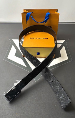 Louis Vuitton Men s Black Logo/Monogram Dress Belt 40mm Size 38 New