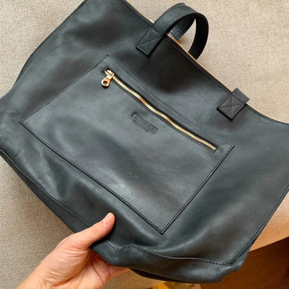 Bolso de Mano Grande PARKER CLAY Cuero Genuino Negro Hecho en Etiopía Foto 4 de 4
