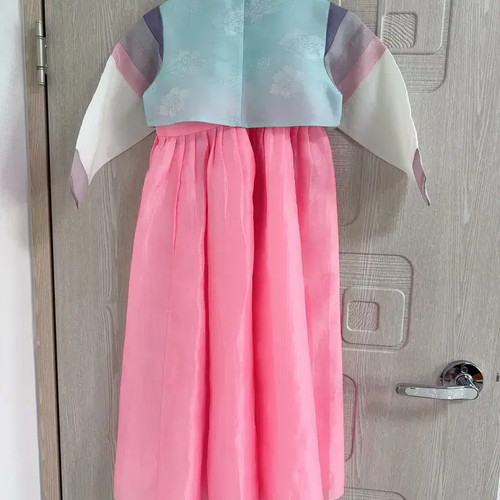 Traditional Girl Hanbok Size 6 for Girls, Elegant Colors, Butterfly Embroidery
