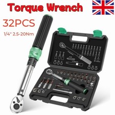 ✅1/4'' 2.5-20Nm Drive Torque Wrench Set Professional Bicycle Bike Tool 32PCS