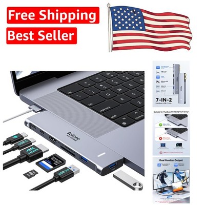 7-in-2 USB C Adapter HDMI Hub for MacBook Pro/Air M1 M2 M3 - 4K & 5K Support