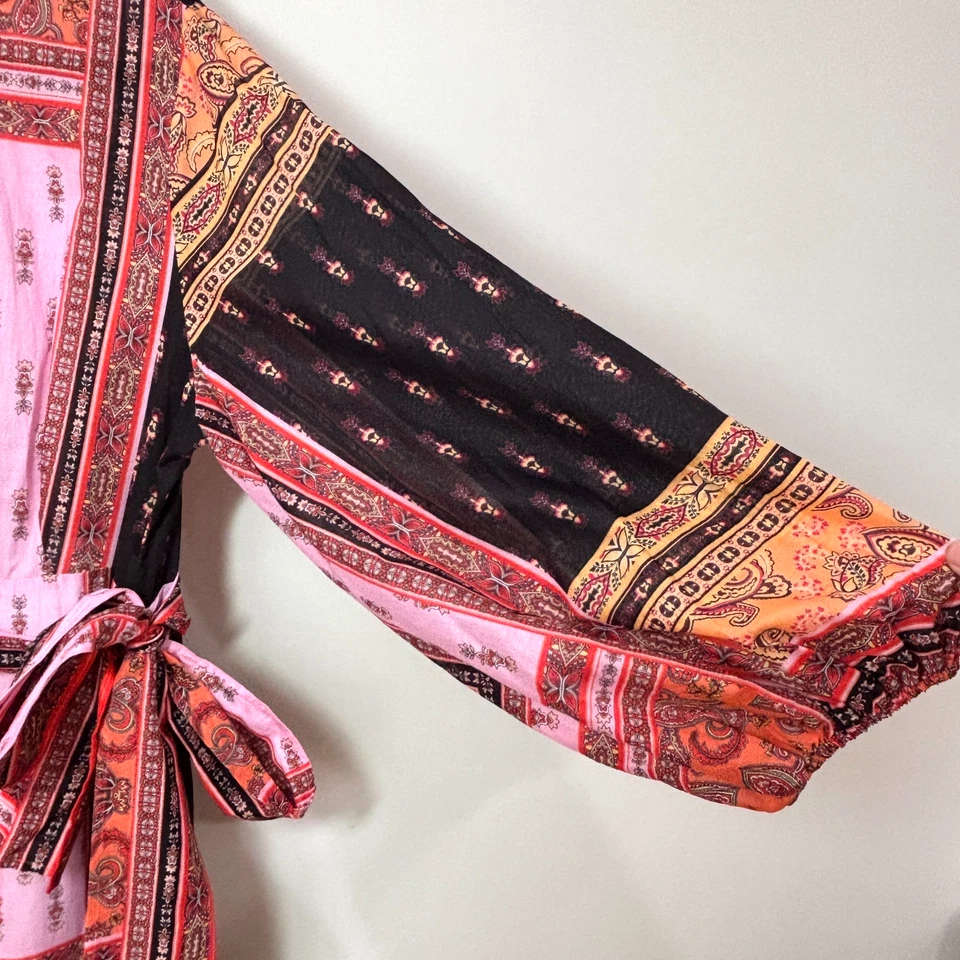 Vestido Kobi Halperin Diana Paisley Midi Mujer XL Algodón Botón Frontal Arte Bohemio Foto 3 de 4