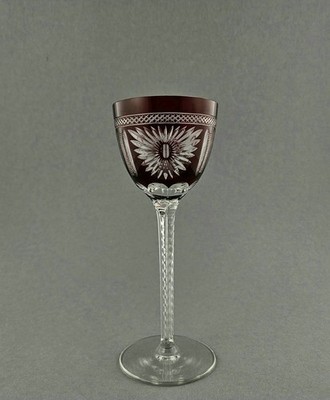 Jugendstil - Römer / Weinglas rot überfangen, wohl VSL Val Saint Lambert um 1910