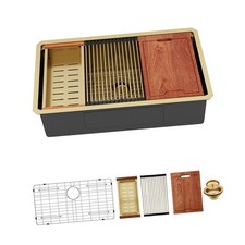 Deep Gold Kitchen Sink 16 Gauge Stainless Steel Undermount Workstation Large