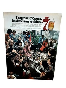 1972 Seagram’s 7 Crown Whiskey Vintage Cocktail Party Print Advertising Ad