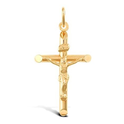 Schmuck 9 kt Gelbgold schlichtes Kruzifix Damenschmuck