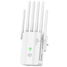 WiFi Extender, WiFi Extender Signal Booster, w/6 Antennas, 2 LAN Ports, Modes...