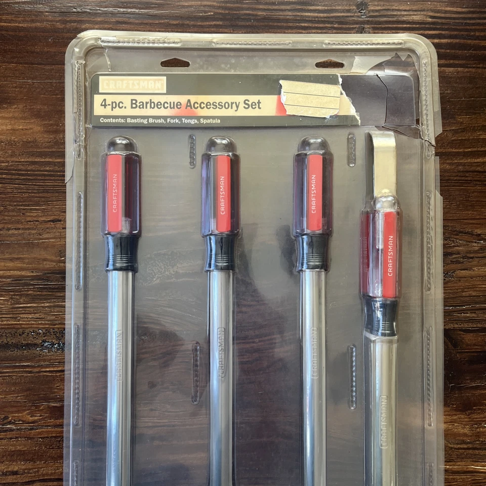 Juego de accesorios de parrilla de barbacoa de acero inoxidable Craftsman vintage nuevo en paquete Foto 3 de 4