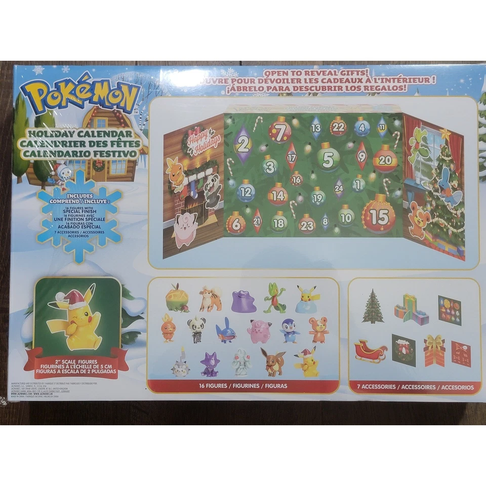 Pokemon Felices Fiestas 24 Días Cuenta Regresiva Calendario 34 Piezas Figuras Accesorios Foto 3 de 4