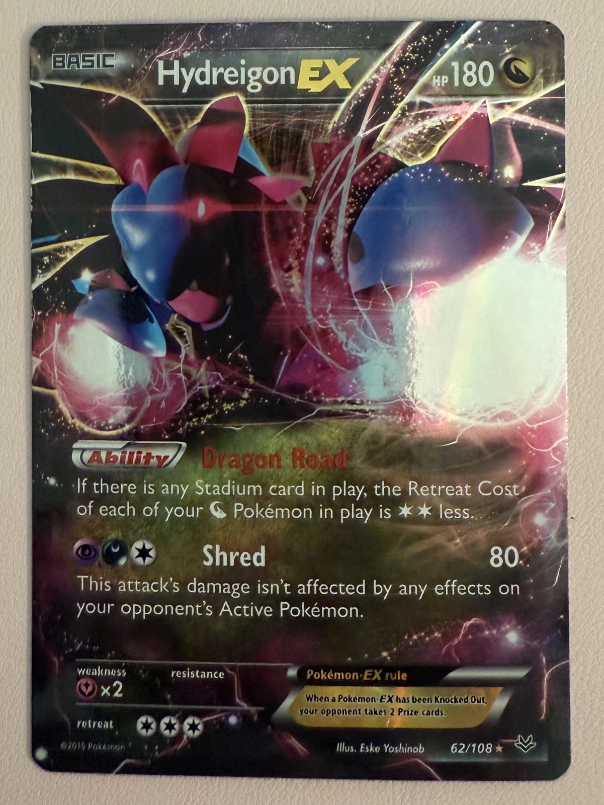 POKEMON TCG Hydreigon EX 62/108 Roaring Skies Holo