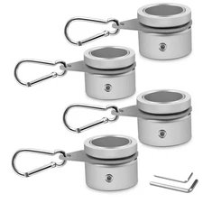 Flag Pole Rings 4 Pack Matte Silver Aluminum 360 Rotating Anti Wrap Ring