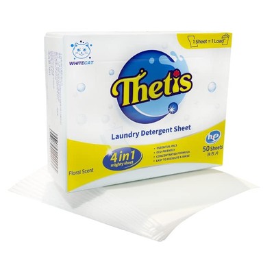Thetis Laundry Detergent Sheets | 50 sheets (100 Loads) | Dissolves Fast | Ec...