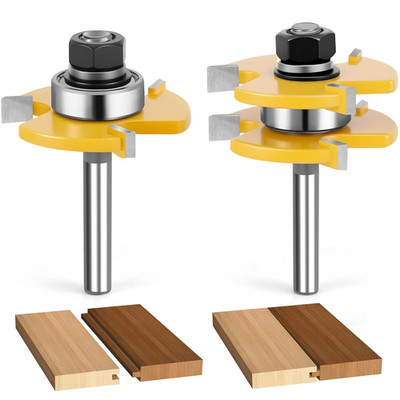 2PCS Tongue and Groove Router Bit Set, 3Rd Gen. 1/4 Shank Router Bits for 3/4'' S