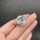 Natural Blue Topaz & Moissanite with 925 Sterling Silver Ring for Women's #3287