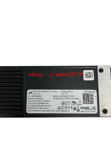 MICRON MTFDKCE7T6TFR 7.68TB E1.S 7450 PRO EDSFF 4.0 15mm NVMe SSD - Picture 2 of 5