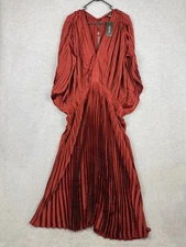 City Chic Dress Womens 2XL Red Maxi Henley Sienna Plisse Pleated NEW