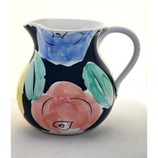 Vintage Pier 1 Hand-Painted in Italy Floral Ceramic Pitcher