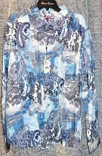 Robert Graham "PATMOS" Paisley Blue 3XL Sports Shirt. NEW