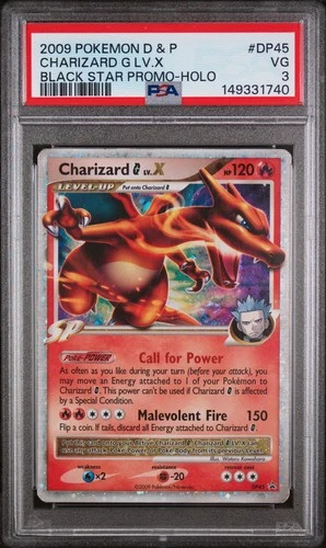 2009 POKEMON DIAMOND & PEARL BLACK STAR PROMO HOLO #DP45 CHARIZARD G LV.X PSA 3