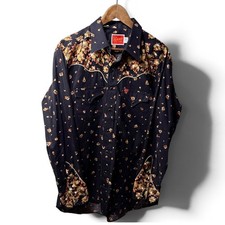 Vintage Ely Plains Mens 17-34 Floral Yoke Pearl Snap Western Shirt USA Deadstock