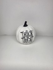 Pumpkin Trick Or Treat White-Black Foam Decorative 5 Inch Pumpkin