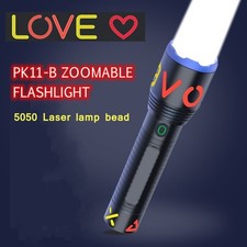 Strong White Laser LED Flashlight Torch USB Rechargeable Lamp Zoomable Torch