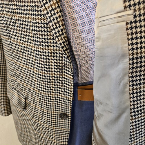 VTG Roundtree Yorke Tweed Blazer Men 44L Sport Coat Houndstooth Wool Jacket - Picture 5 of 21