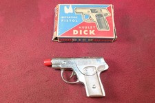 VINTAGE HUBLEY DICK TRACY DIECAST NICKEL PLATED CAP GUN WITH ORIGINAL BOX WORKS