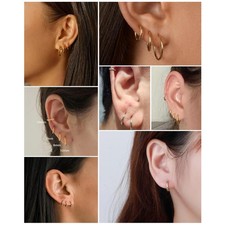 Minimalist Cartilage Helix Hoops 14K Gold