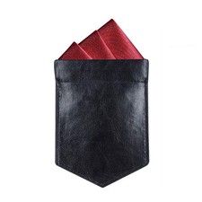 Leather Pocket Square Holder for Men's Suit Handkerchief Prevents Slipping